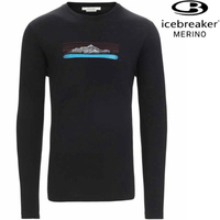 Icebreaker Tech Lite II AD150 男款 美麗諾羊毛排汗衣/圓領長袖上衣 白雪皚皚 0A56NK 001 黑