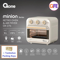 Oxone Retro Mini Oven Air Fryer Dehydrator Minion Series 16L OX-276 Tambah Packing Kayu