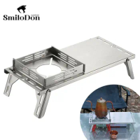 SmiloDon Folding Gas Stove Table Windshield Foldable Stove Stand Table Burners Desk Camping Gas Burners Accessories for SOTO