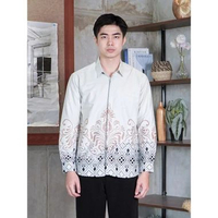 Swipe Up Kemeja Batik Pria Katun Slimfit Modern Lengan Panjang Motif Kresna Cream XL Kresna Cream