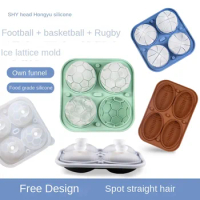 Silicone Ice Cube Mold Set for Football, Basketball Rugby and Hockey Fans Easy To Clean and Release
