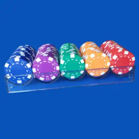 Profession Casino Game Accessory Transparent Poker Chip Tray 5 Rows 100 Pieces Chips Container Holder Chips Storage Box 24BD