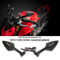 Suitable for Ducati Street Fighter V4, with turn signal rearview mirror and high-definition mirror surface motorcycle rearview m