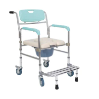 FHB7801bath commode chair medical hospital toilet moving chairs aluminum with castor Detachable armrest legrest