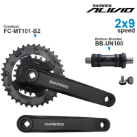 SHIMANO ALIVIO M3100 2x9 Speed Groupset include FC-MT101 Crankset and BB-UN100 Cartridge Bottom Bracket Original MTB Parts