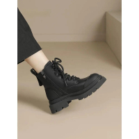 Martin Boots for Women New British Style Black Ankle Boots Chunky Heel Street Style Short Boots Fash