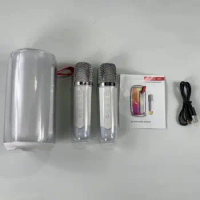 Karaoke Audio System Portable Karaoke Machine Speaker with 2 Wireless Microphones Rgb Lights Bluetooth-compatible Audio for Kids