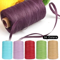 280-300 Meters Raffia Yarn For Hand Knitting Summer Raffia Straw Hats Bags Crochet Yarn Handmade Craft Knit Yarn Thread 24 Color