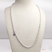 【大東山樑御珊瑚】天然珍珠+鋼鍊多變化長項鍊(涼灰白4.5~5mm)