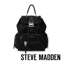 STEVE MADDEN-BWILDER 超大容量皮帶釦後背包-黑色