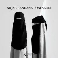 Niqab Cadar Bandana Poni Saudi Pet Keras by Chantika Label | cadar poni siffon arabian silky jetblac