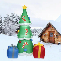 6ft Christmas Inflatable Christmas Tree With Gift Boxes Outdoor Decorations For Garden Lawn Yard Decorations