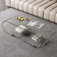 Transparent Large Coffee Tables Large Corner Modern Wheels Side Tables Luxury Aesthetic Kaffee Tische Living Room Decoration