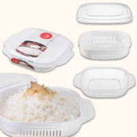【日本NAKAYA】日本製可微波加熱雙層白飯保鮮盒340ML-2入組(米飯盒 白飯盒 蒸飯盒 分裝盒 便當盒 微波飯盒)