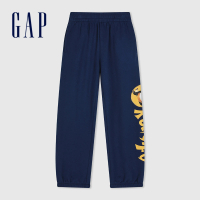 【GAP】男童裝 Gap x 功夫熊貓聯名 Logo印花束口鬆緊褲-藏藍色(890564)