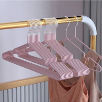 10pcs- Metal Traceless No-slip Clothes Hangers, Durable Strong Clothes Racks, Household Space Saver For Organization Of Bedroom,