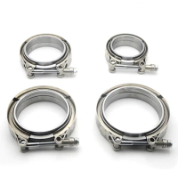2.5" 3.0 " 3.5" 4.0" Inch SUS 304 Steel Stainless Exhaust V Band Clamp Flange Kit Quick Release Clamp Flange