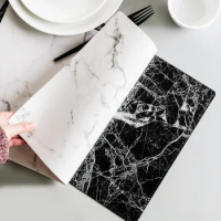 Luxury PU Tableware Pad White Marble Leather Placemat White Cup Coaster Coffee Whatproof Mat Tea Pad Dining Table Mat