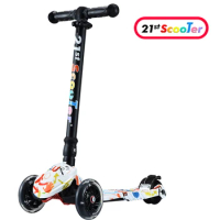 GF06 Children Mini scooter kick scooter with 3 flashing PU wheels 3 files adjust height foot-scooter camoka
