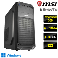 【NVIDIA】Processor雙核GT730 Win11{雙管齊下}文書電腦(Processor-300/H610/32G/1TB)