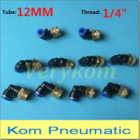 10pcs Pneumatic Male Elbow Air Fitting 12mm - 1/4 Inch Thread Push In Quick Fitting PL12-02 Tube Hose Pipe Piping Connector