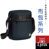 【Lynx】美國山貓輕量防潑水斜紋尼龍布包 多隔層機能 直立式側背包 藍色