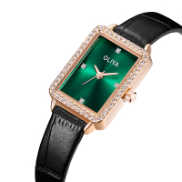 Oliya Classical Temperament Stylish Ladies Square Watch colorful waterproof diamond-encrusted leather women's watch
