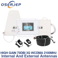 LCD display 3G mobile Signal booster 2100mhz WCDMA Repeater 3g cellular booster + LPDA / Panel Antenna