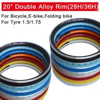 Red/Blue/Black Bicycle Rim 20Inch 28/36 Holes Double Aluminum Alloy Rim For Folding Bicycle Electric Bike 20*1.5/1.75 Customized