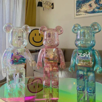 Bearbrick X-Girl 70cm Brick Bear Colorful Luminous Transparent Pink 1000% Joints action figure