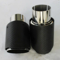 1 Piece Car Matte Carbon Fiber Exhaust System Muffler Tip Universal Straight Stainless Mufflers Multi-Size For Akrapovic