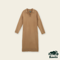 Roots女裝-率性生活系列 POLO領洋裝-焦糖棕