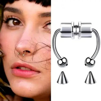 Magnetic Fake Nose Ring Non Pearcing Tanpa Tindik Anting Cincin Hidung Magnet Stainless Steel Unisex