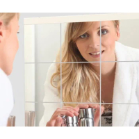 15CM Square Mirror Wall Sticker Square Self-adhesive Acrylic Mirror Tiles Stickers For Bedroom Bathroom Home Decor