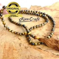 Riza craft Tasbih Batu Akik Tiger Eye Asli Alam Natural 99 Butir Kualitas Terbaik