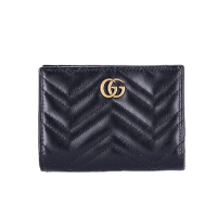 GUCCI 古馳 GG Marmont 雙G 山型紋 皮革 皮夾 零錢包 短夾 黑色 773427