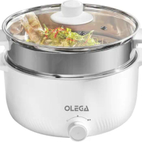 Multifunctional Cooker with Steamer 3 Liter Non-Stick Ceramic Coated Electric Fondue Pot