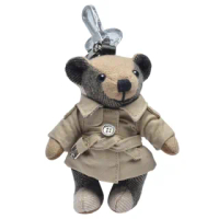 【BURBERRY 巴寶莉】Thomas經典格紋泰迪熊風衣造型鑰匙圈/吊飾(米8027168)