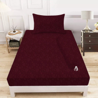 Akiko Akiko - Sprei Set Motif Polos Embos Jacquard Ukuran Single 120x200 Maroon