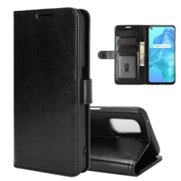 R2111 Case for OPPO Realme 7 (5G VER.) 6.5in 2020 Cover Wallet Card Stent Book Style Faux Leather Flip Black Realme7 BBK RMX2111