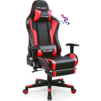 Gaming Chair with Footrest Speakers Video Game Bluetooth Music Heavy Duty Ergonomic Computer Office Desk Chair Red