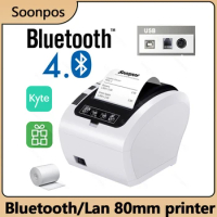 Soonpos Bluetooth Thermal Receipt POS Printer 58mm 80mm Auto Cutter Support Loyverse Kyte USB LAN Ethernet Kitchen Printing
