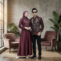 Batik Zen | Sahara Gamis Lebaran 2026 Model Gamis Terbaru Sarimbit |  Gamis Brokat Couple Remaja Kek