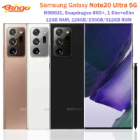 Samsung Galaxy Note 20 Ultra 5G Note20 N986U1 128G/512GB Octa Core Snapdragon 865+ 6.9" 12GB RAM 108MP&amp;Dual 12MP Cell Phone eSim