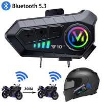 Bluetooth 5.3 Helmet Intercom Headphone Hands-free Call Motorcycle MP3 Music Player Waterproof 300m Intercomunicador for Moto