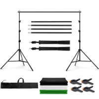 2.6*3M Frame 3*3M Backdrop Photo Studio Background Support Stand Crossbar Bracket Kit With 3 Color Backdrops