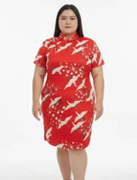 BAJU IMLEK CHEONGSAM MERAH DRESS BATIK WANITA JUMBO BIG SIZE 32 CHINESE XXL XXXL LD 120 CM PESTA KON