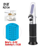 RZ Auto Refractometer for Coffee Hydrometer Brix 0-32% Salinity 0-28% Hydrometer Concentration Meter tester Measure tool