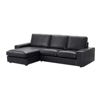 KIVIK 三人座沙發, 含躺椅/grann/bomstad 黑色, 280x163x83 公分