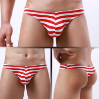 2023 Sexy Men Briefs Striped U Pouch Sissy Panties Breathable Bikin Underwear Knickers Cotton Low Waist Lingerie Printed Briefs